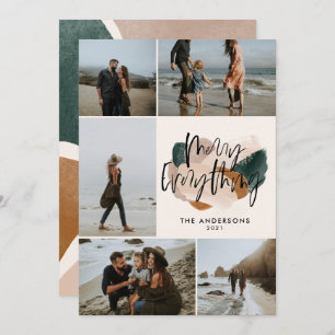 Convite Moderno abstrato rust 5 fotos Natal Ann