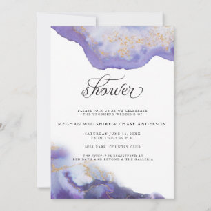 Convite Moderno Ametist Watercolor Geode BarefootBride™