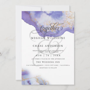 Convite Moderno Ametist Watercolor Geode BarefootBride™