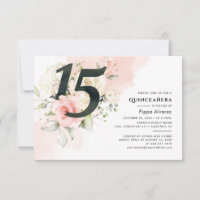 Moderno Aniversário de 15 Anos Floral Rosa Quincea