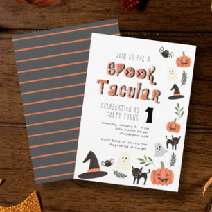 Convite Moderno Aniversário de Halloween Cute Spooktacular