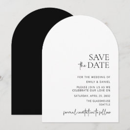 Convite Moderno, arco, branco e preto, guarde a data