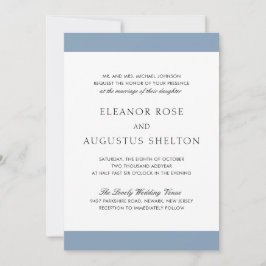 Convite Moderno Azul Mínimo, Tudo Em Um Casamento