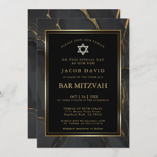 Convite Moderno Bar Dourado Mármore Mitzvah
