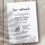 Convite Moderno   Bar Minimalista Mitzvah<br><div class="desc">Composto por uma escrita lúdica e por uma tipografia serifônica,  tudo contra um pano de fundo branco. Este foi projetado por materiais de terceiros selecionados,  exclusivos para o Zazzle. Disponível aqui: http://www.zazzle.com/selectpartysupplies</div>