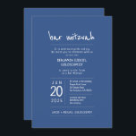 Convite Moderno   Bar Simples Mitzvah<br><div class="desc">Composto por uma escrita lúdica e uma tipografia san serif; Tudo num fundo azul. 

Este foi projetado por materiais de terceiros selecionados,  exclusivos para o Zazzle.

Disponível aqui:http://www.zazzle.com/selectpartysupplies</div>