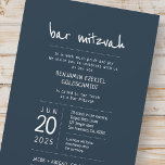 Convite Moderno   Bar Simples Mitzvah<br><div class="desc">Composto por uma escrita lúdica e uma tipografia san serif; tudo contra um pano de fundo azul. Este foi projetado por materiais de terceiros selecionados,  exclusivos para o Zazzle. Disponível aqui: http://www.zazzle.com/selectpartysupplies</div>