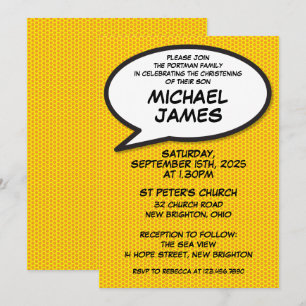 Convite Moderno Batismo Simples Festa de Batismo Divertida