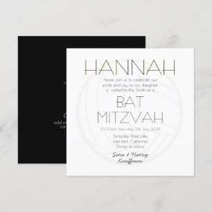 Convite Moderno Black White BAT Dourado MITZVAH Voleibol
