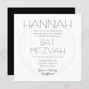 Convite Moderno Black White Dourado BAT MITZVAH