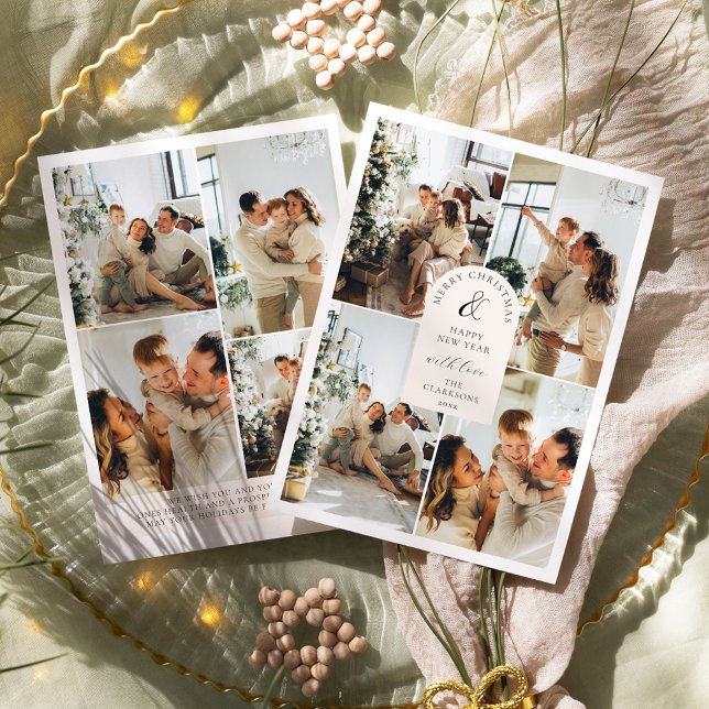 Convite Moderno Boho 8 Fotos Natal Ano Novo (Criador carregado)