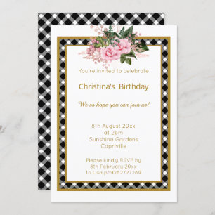 CONVITE MODERNO BRANCO DOURADO VERIFICAR CAMADA FLORAL TOD