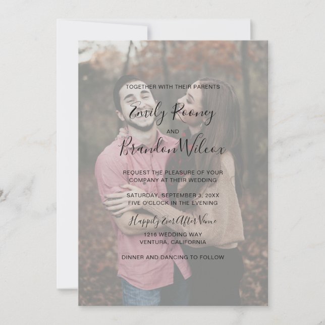 Convite Moderno Casamento de Todos em Um com Letra Elegant (Frente)