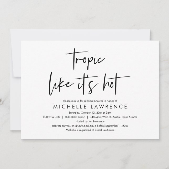 Convite Moderno Casual e Divertido, Festa de Praia Chá de  (Frente)