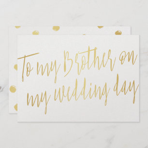 Convite Moderno Chic Dourado "Para o meu irmão no dia do m