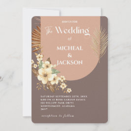 Convite Moderno Chic Floral Aquático Boêmio 