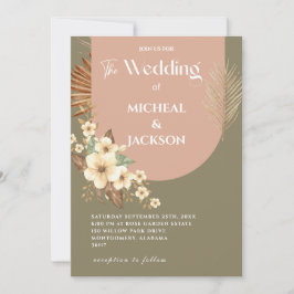 Convite Moderno Chic Floral Boêmio Aquarela 
