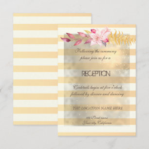 Convite Moderno Chic Flores Listradas Recepção