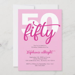 Convite Moderno Cinquenta e Fabuloso Aniversário de 50 ano