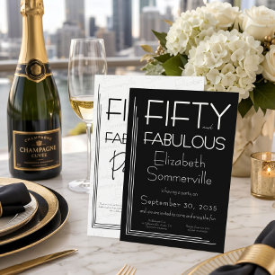 Convite Moderno Cinquenta e Fabuloso Aniversário de 50 Ano