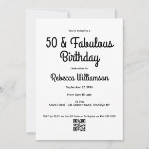 Convite Moderno Cinquenta e Fantástico Aniversário de 50 A