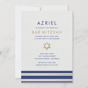 Convite Moderno de Bar Mitzvah com Tallit