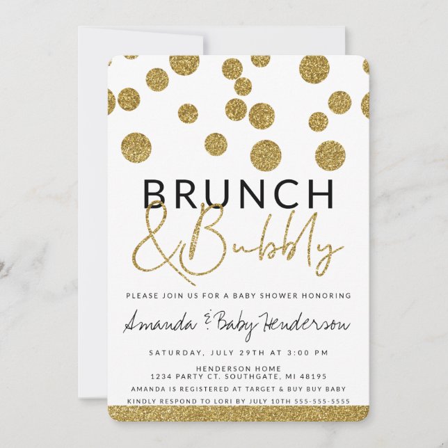 Convite Moderno de Brunch & Espumante (Frente)
