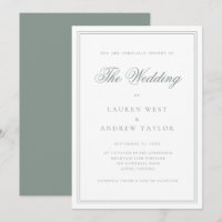 Convite Moderno de Casamento Minimalista Sage Gree
