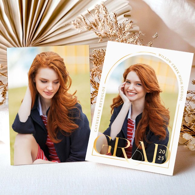 Convite Moderno de Formatura com Foto em Dourado (Criador carregado)