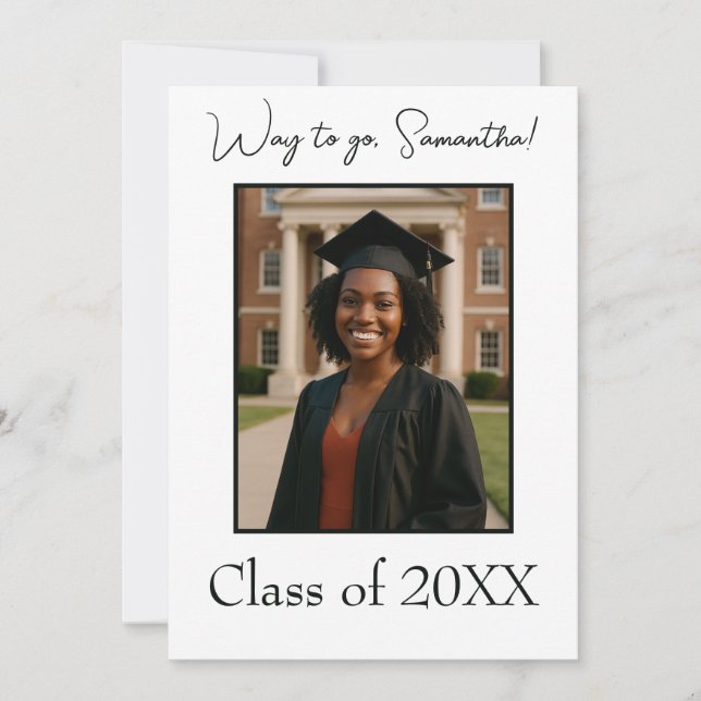 Convite Moderno de Foto de Graduação Elegante (Frente)