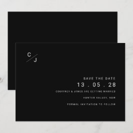 Convite moderno de preto e branco para salvar a da