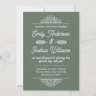 Convite Moderno Deco | Casamento verde e branco elegante