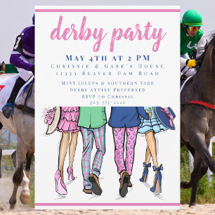 Convite Moderno Derby Casais Dia de Corrida Festa Chic