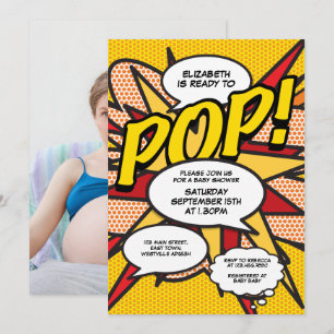 Convite Moderno Diversão do Chá de fraldas Pronto para Pop