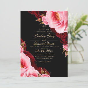 Convite Moderno Divino Elegante Rosa Enrubescendo Casament