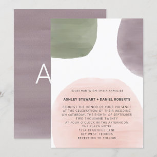 Convite moderno do casamento da aguarela do jardim