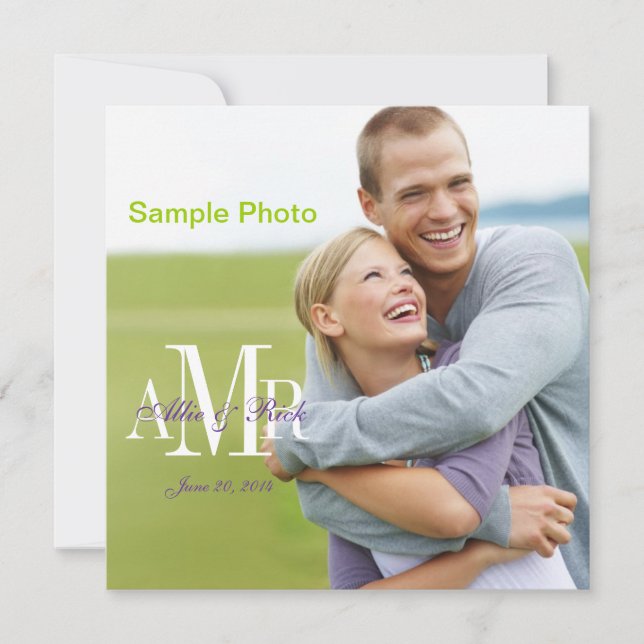 Convite moderno do casamento da foto do noivado (Frente)