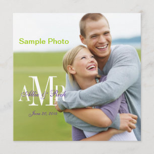 Convite moderno do casamento da foto do noivado