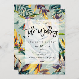 convite moderno do casamento da selva floral