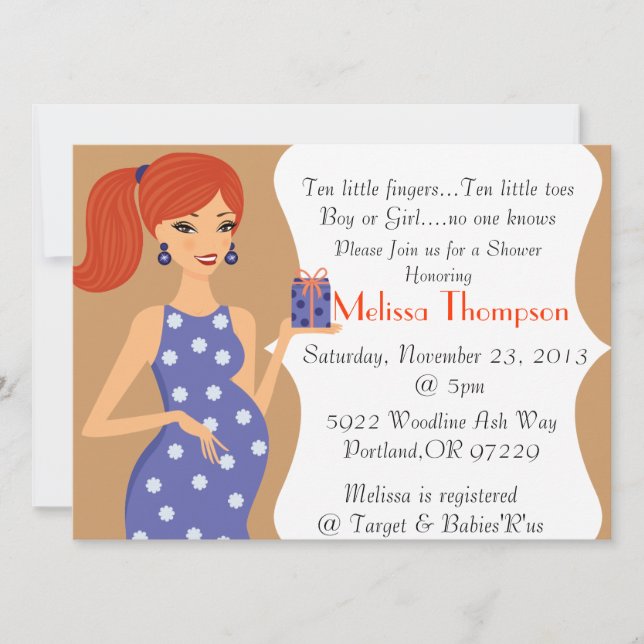 Convite moderno do chá de fraldas (Frente)