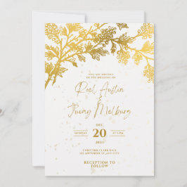 Convite Moderno Dourado Branco