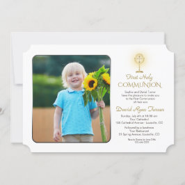 Convite Moderno Dourado Chalice Foto Boy 1rua Santa Comunh