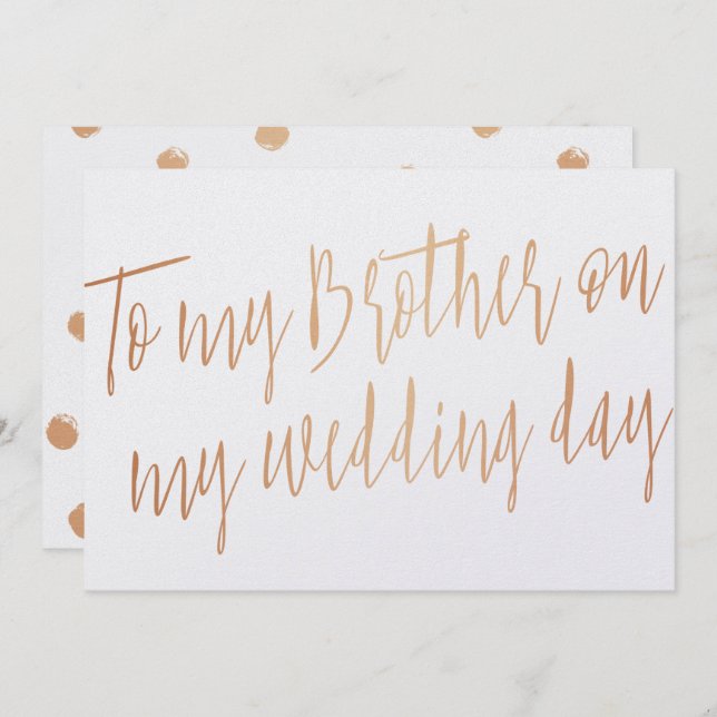 Convite Moderno Dourado Rosa "Para o meu irmão no dia do m (Frente/Verso)