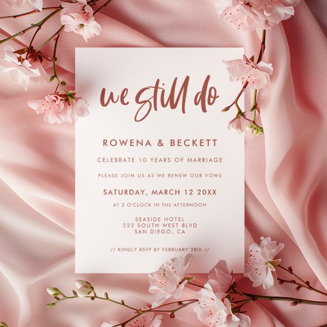 Convite Moderno e elegante rosa-neve Ainda fazemos Vow Ren (Criador carregado)