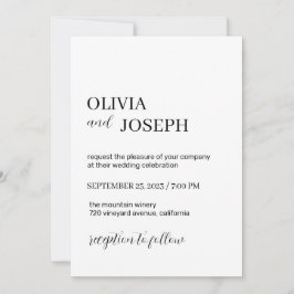 Convite Moderno e minimalista simples | Casamento Branco