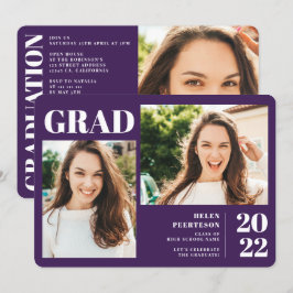 Convite Moderno e roxo 3 fotos formadas