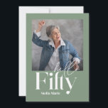 Convite Moderno e simples sábio verde 50º aniversário<br><div class="desc">O mínimo moderno de tipografia é um simples convite de 50 anos,  verde e branco. Parte de uma coleção contemporânea.</div>