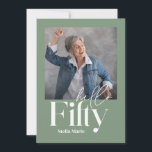 Convite Moderno e simples sábio verde 50º aniversário<br><div class="desc">O mínimo moderno de tipografia é um simples convite de 50 anos,  verde e branco. Parte de uma coleção contemporânea.</div>