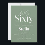 Convite Moderno e simples sábio verde 60º aniversário<br><div class="desc">O mínimo moderno convite para fotos é verde e branco,  60º aniversário. Parte de uma coleção contemporânea.</div>