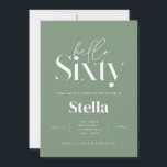 Convite Moderno e simples sábio verde 60º aniversário<br><div class="desc">O mínimo moderno convite para fotos é verde e branco,  60º aniversário. Parte de uma coleção contemporânea.</div>